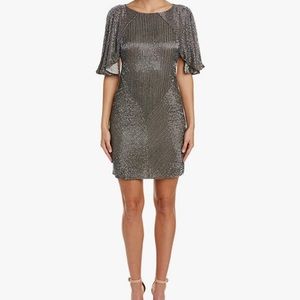 Parker Black Fiona cape sleeves sequin dress open back